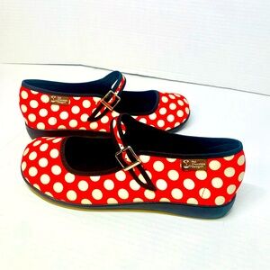 Chocolaticas Red Polka Dot Print Mary Jane Flats Hot Chocolate Designs